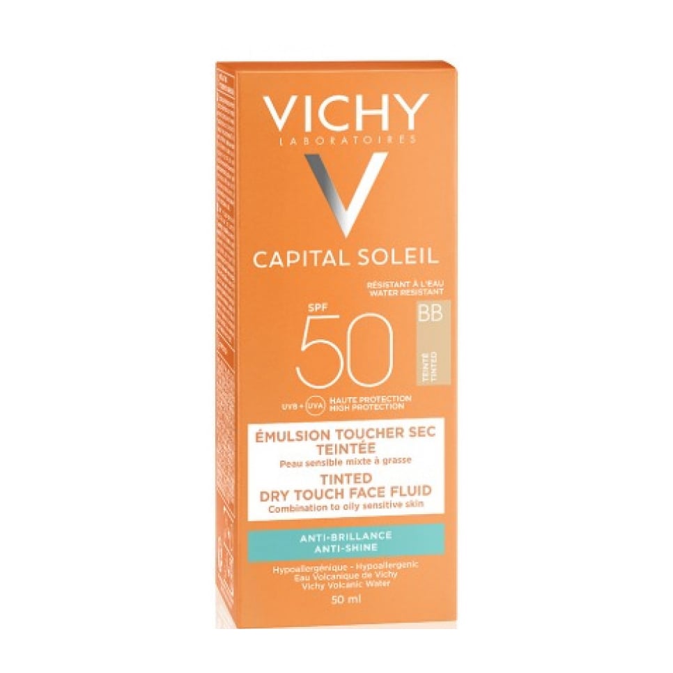 Vichy Ideal Soleil BB Tinted Mattifying Face Fluid Dry Touch SPF50 50ml - Bloom Pharmacy