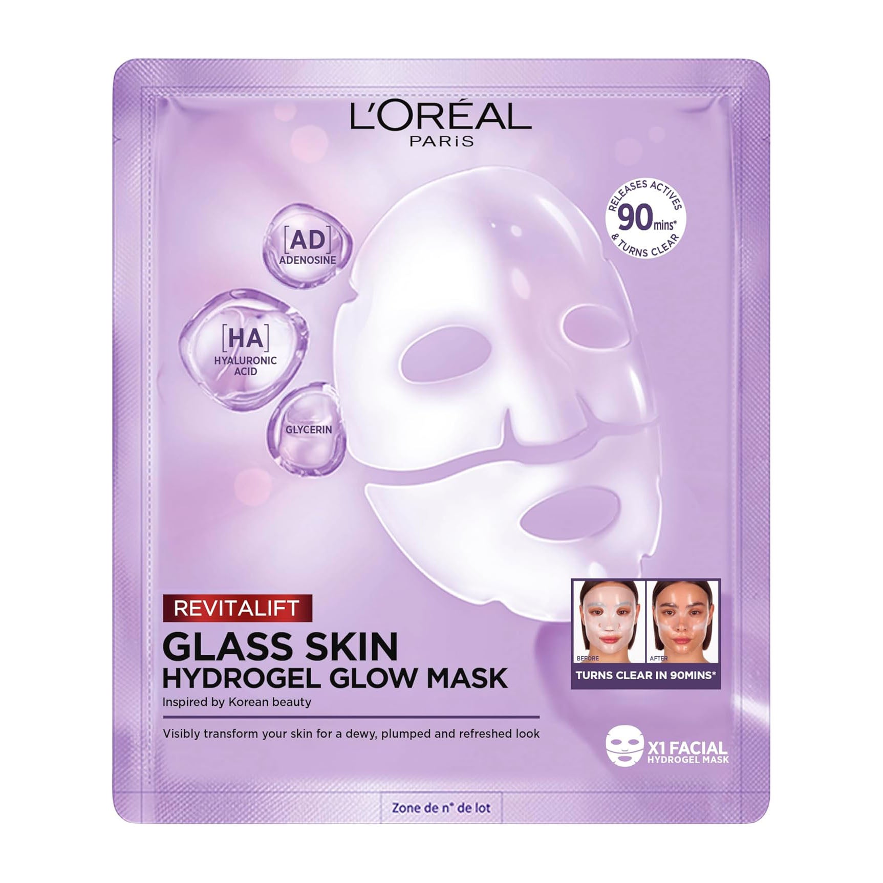 Loreal Revitalift Glass Skin Hydrogel Glow Mask - 1 Sheet