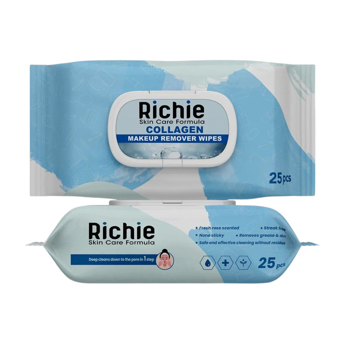 Richie Collagen Makeup Remover Wipes - 25 Pcs