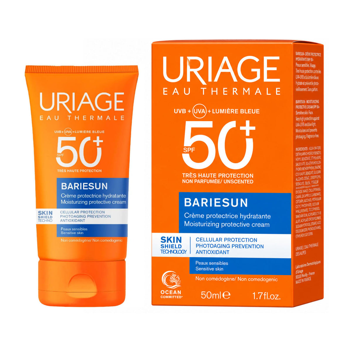 Uriage Bariésun Unscented Moisturizing Cream SPF 50+ Sunscreen For Sensitive Skin - 50ml