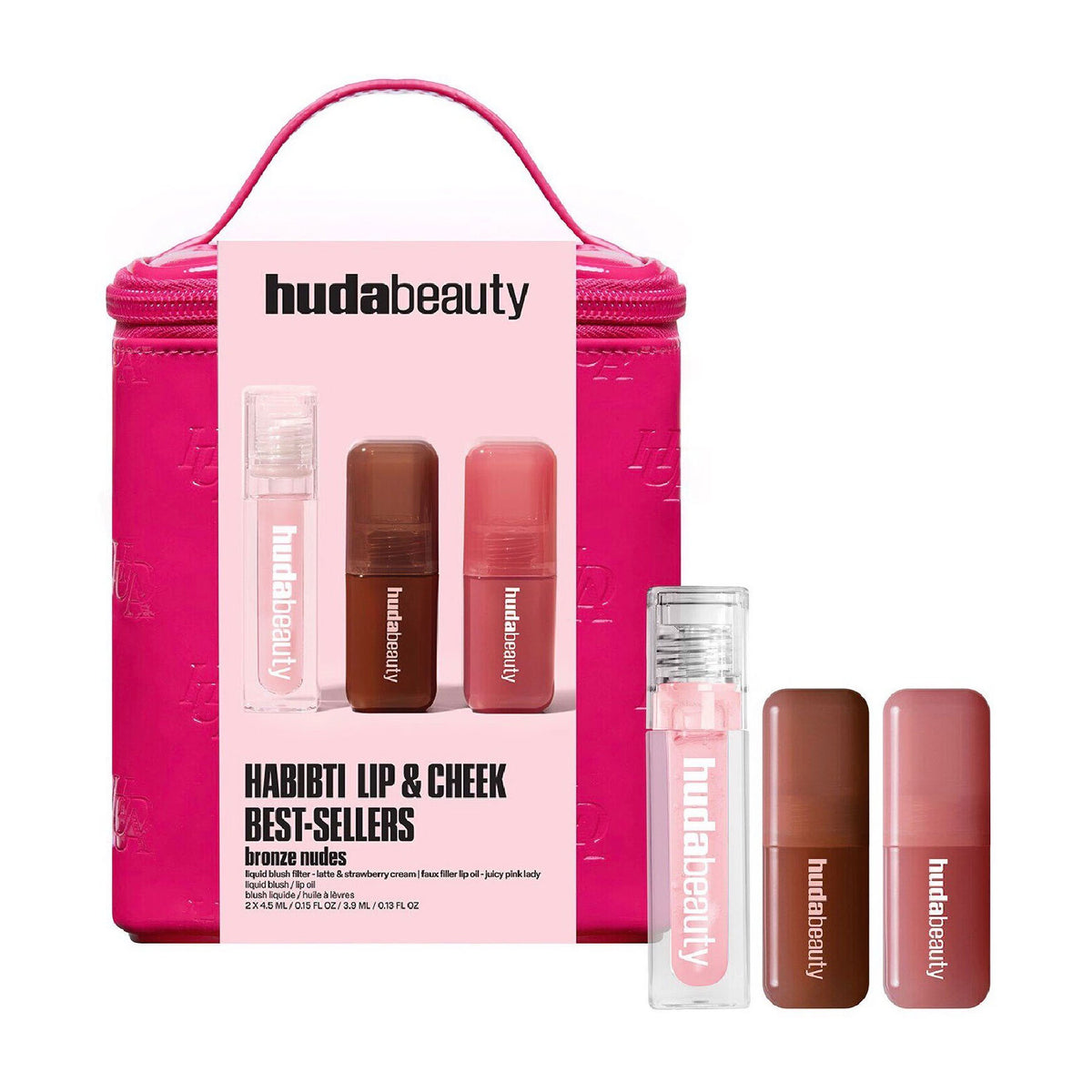Huda Beauty Habibti Lip and Cheek Best Sellers Bronze Nudes Kit