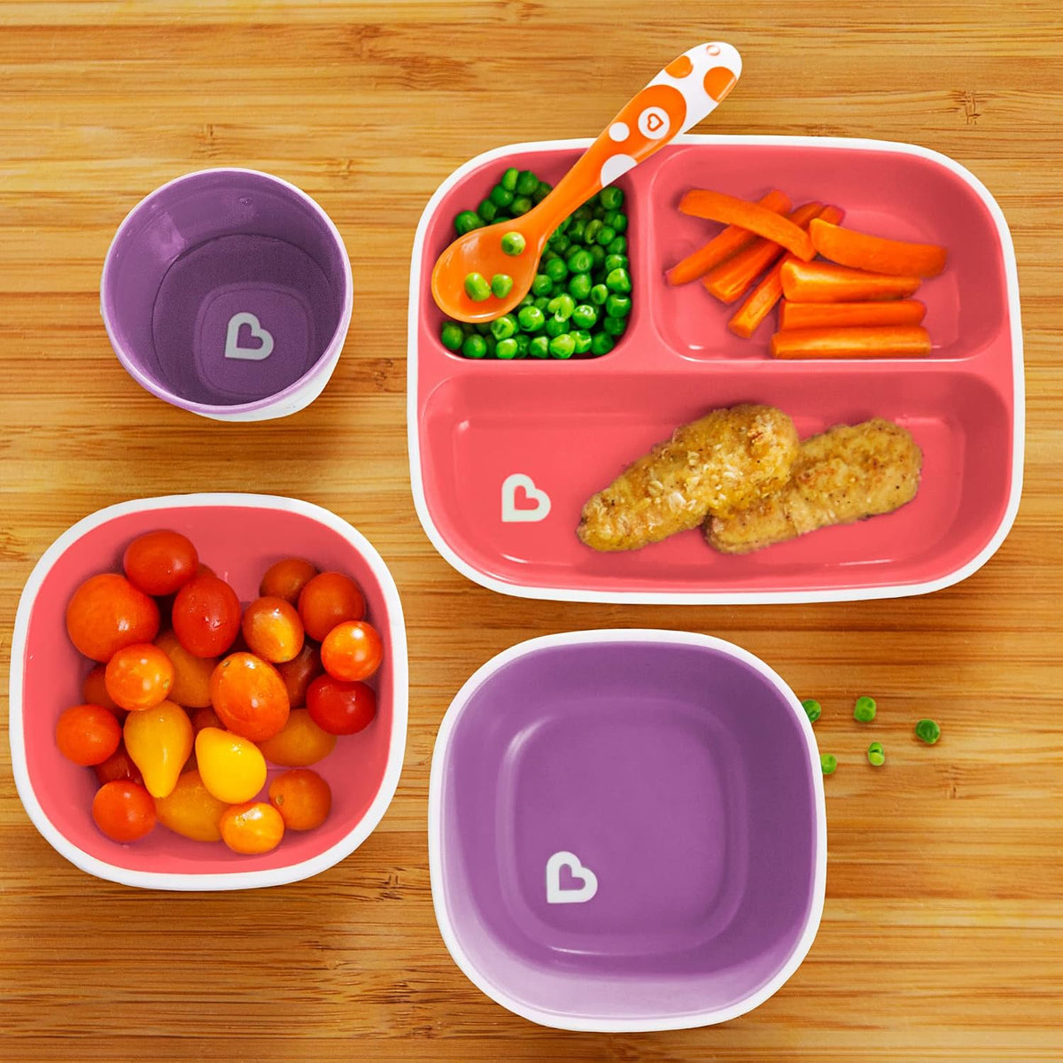 Munchkin Splash Toddler Bowls & Plates Dining Set (6m+) - Pink & Purple