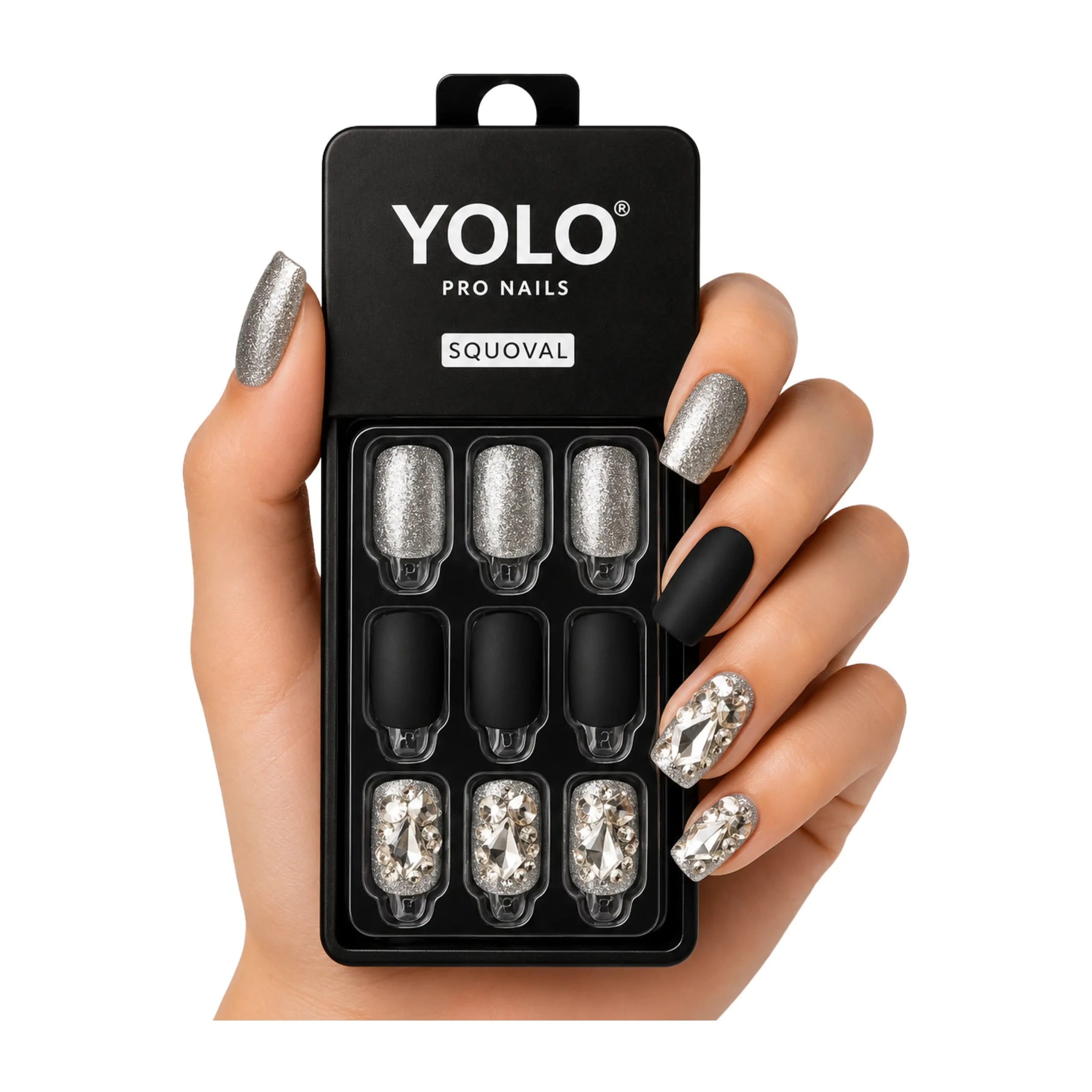 Yolo Squoval Short Pro Nails - SS-105-Noir