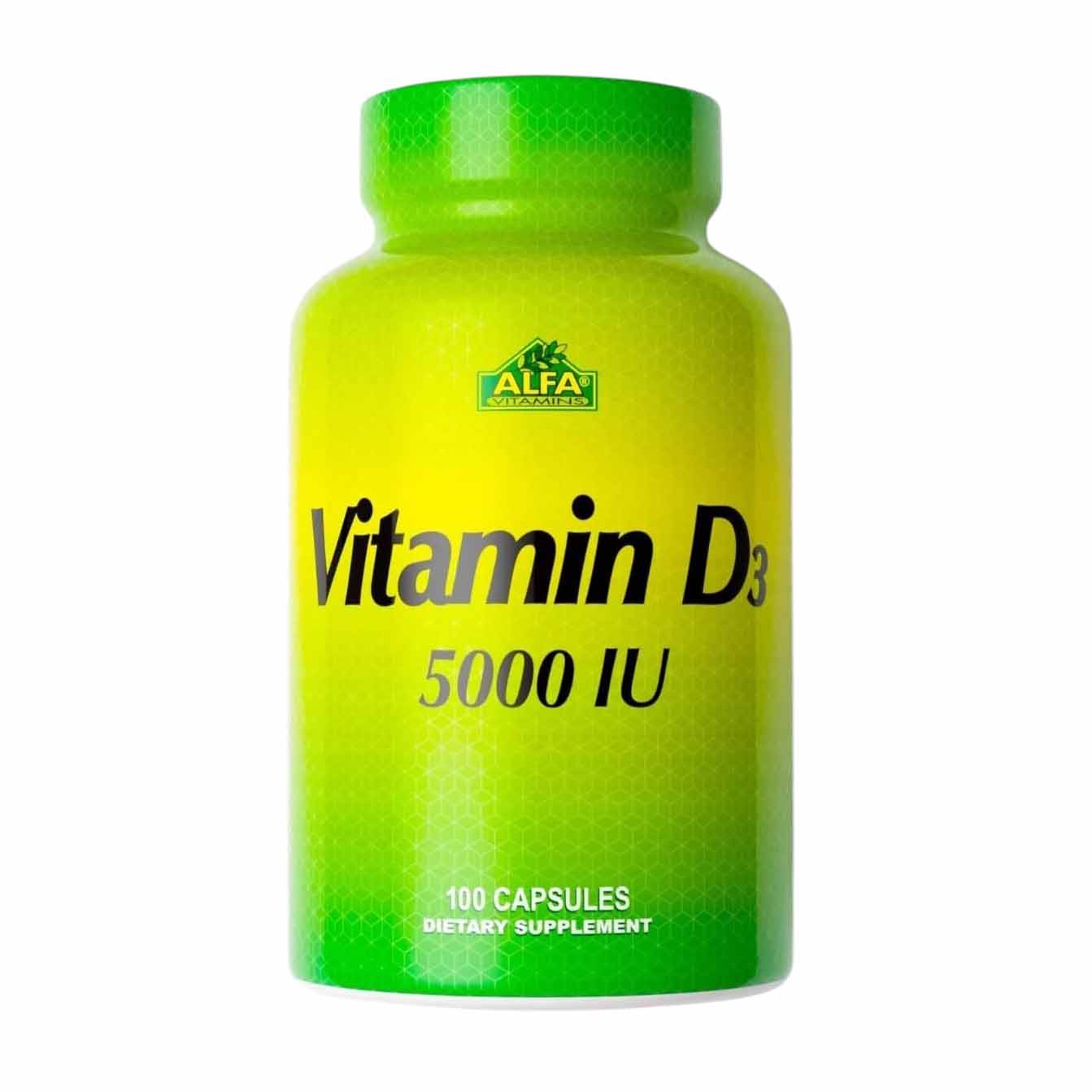 Alfa Vitamins Vitamin D3 5000 IU Capsules - 100 Capsules - Bloom Pharmacy