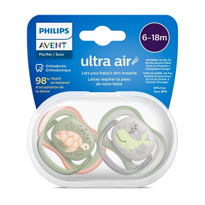 Avent Ultra Air Animals Pacifier 6 - 18m - Turtle & Whale - Bloom Pharmacy
