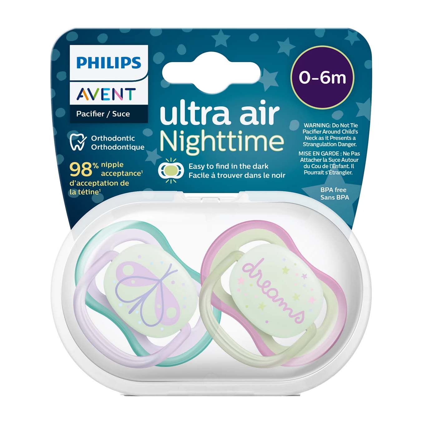 Avent Ultra Air Nighttime Pacifier (0 - 6m) - Girls - Bloom Pharmacy