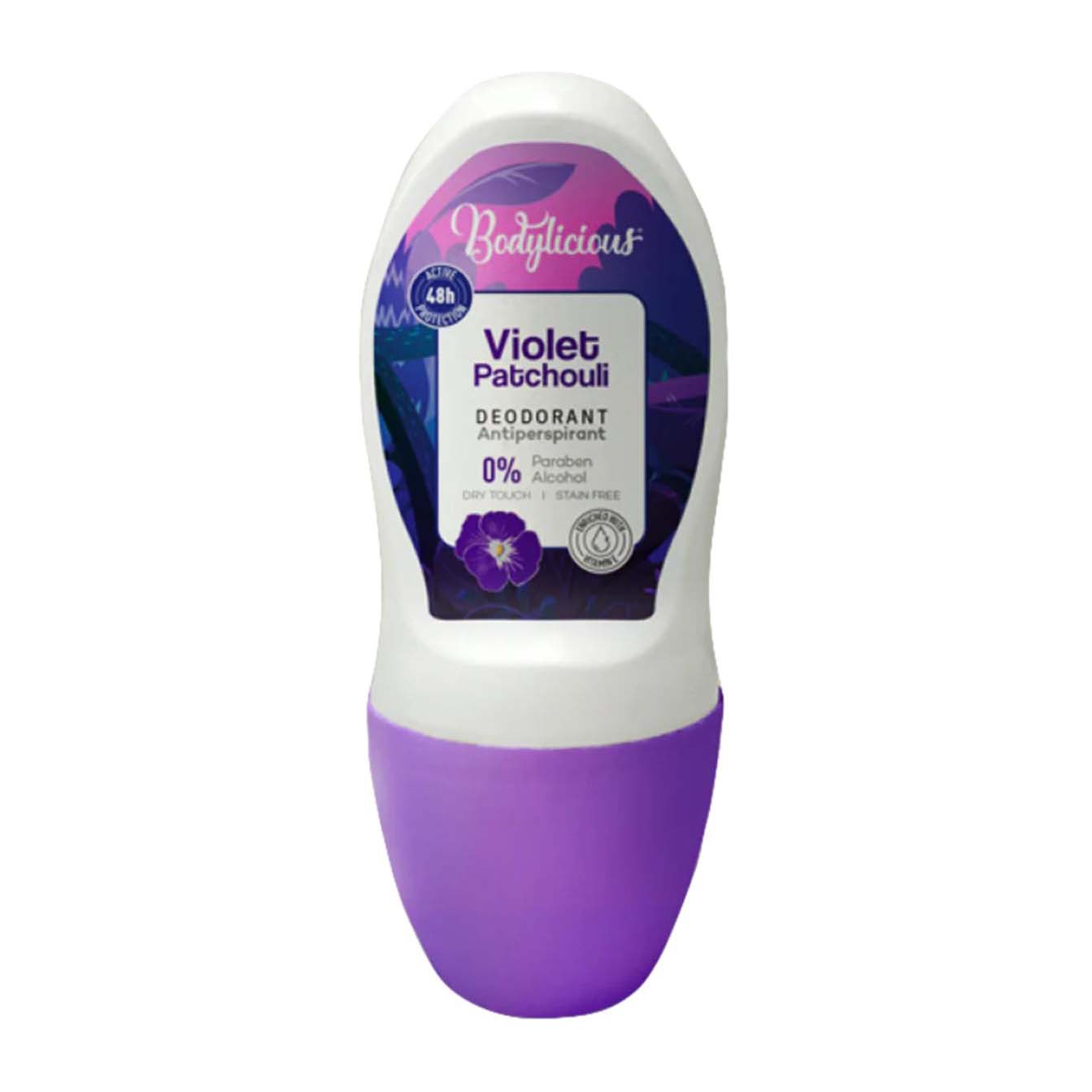 Bodylicious Violet Patchouli Roll-On Deodorant - 50ml - Bloom Pharmacy