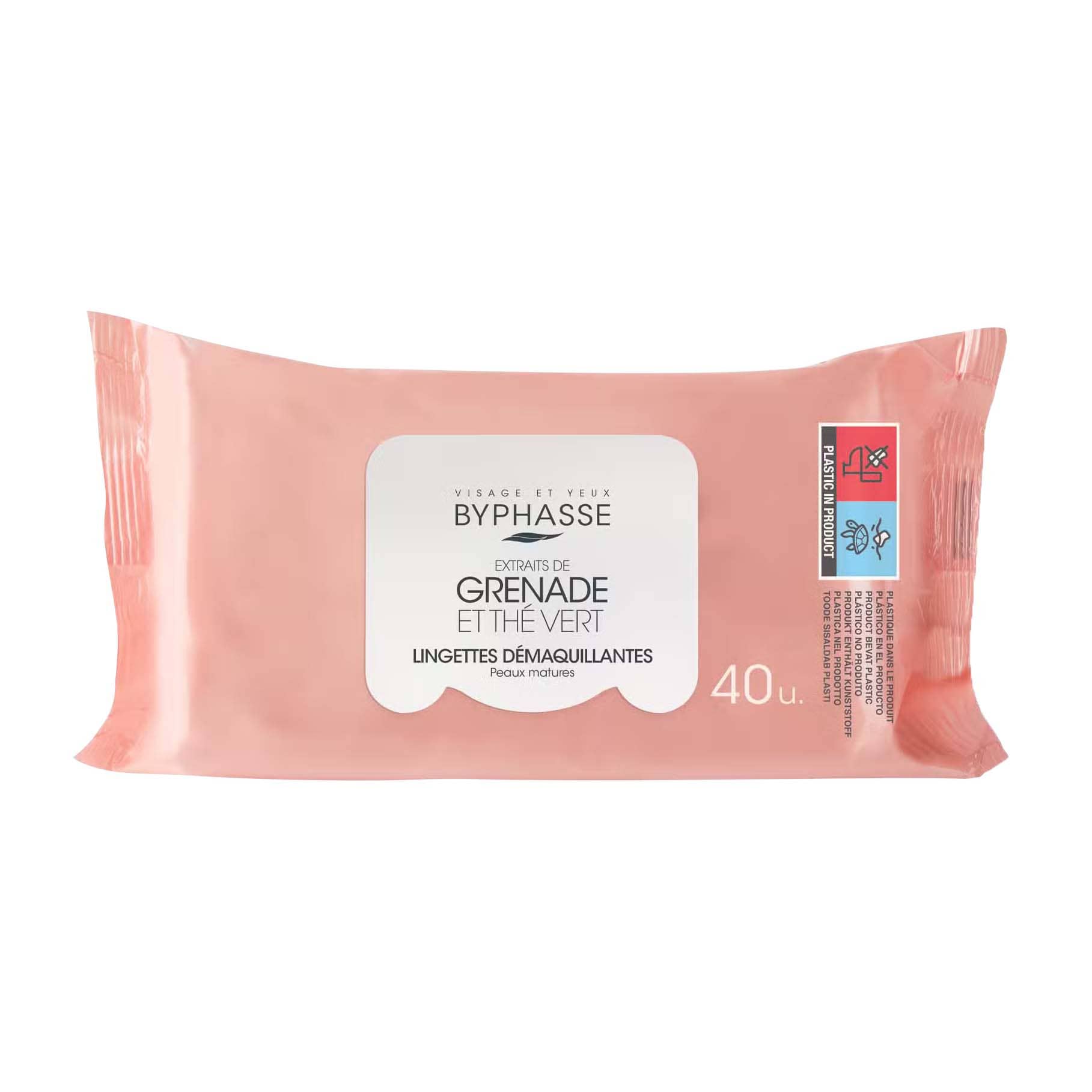 Byphasse Pomegranate and Green Tea Makeup Remover Wipes - 40 Pcs - Bloom Pharmacy