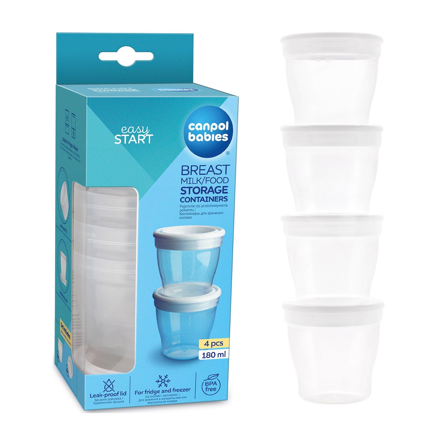Canpol Babies Breast Milk/Food Storage Containers (4Pcs) - 180ml - Bloom Pharmacy
