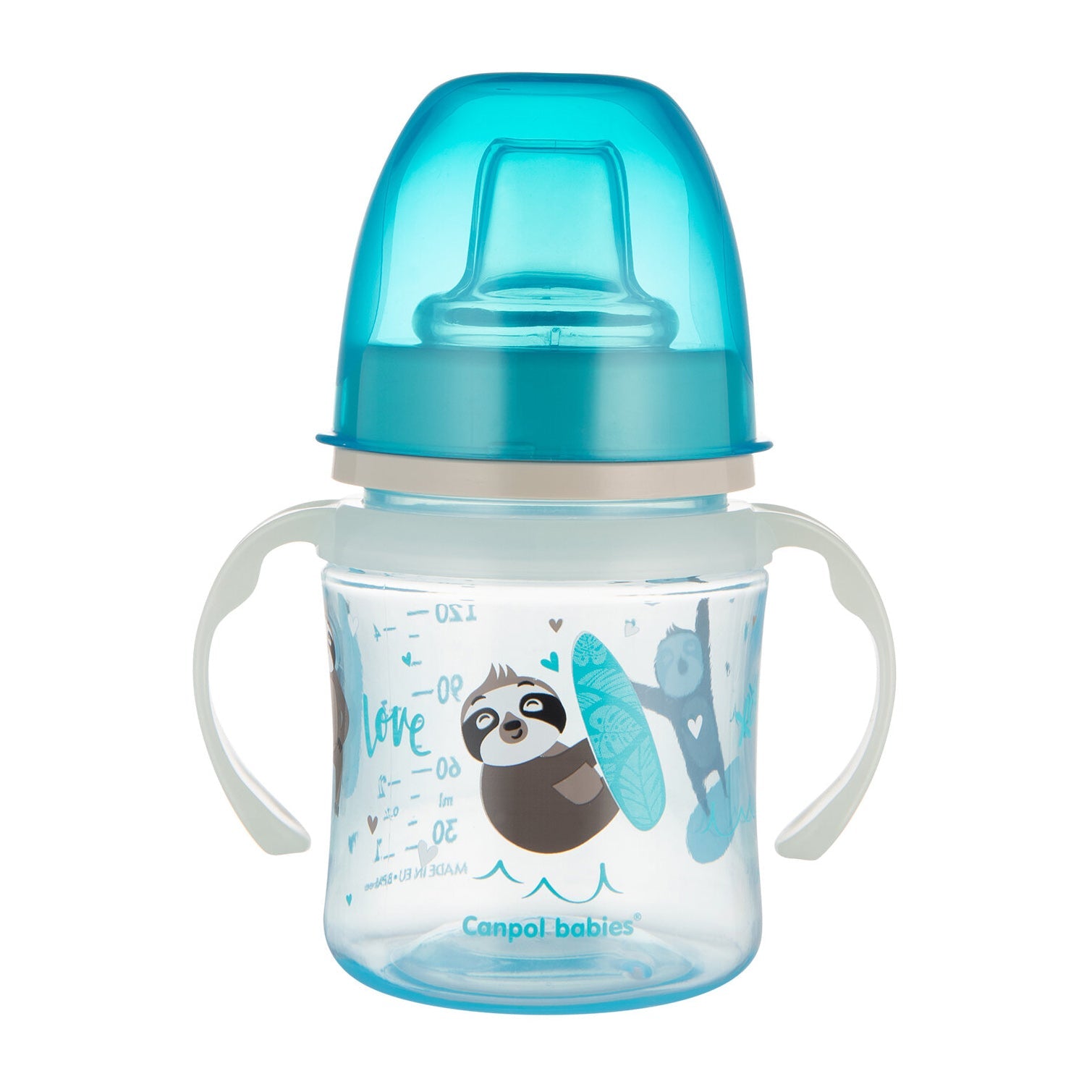 Canpol Babies Glowing Handles EasyStart Silicon Training Cup (6m+) - Exotic Animals Blue - Bloom Pharmacy