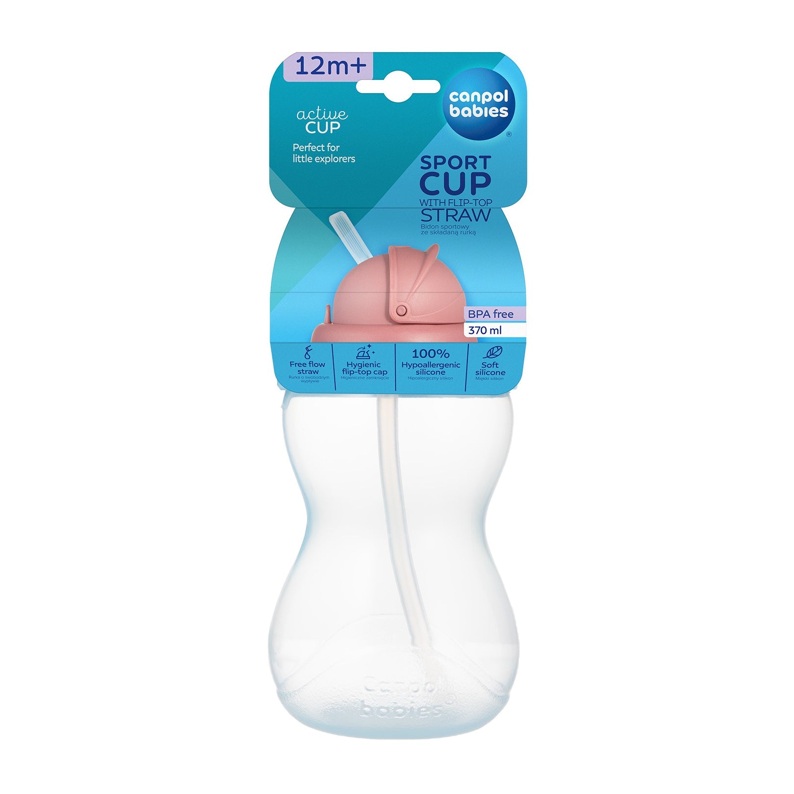 Canpol babies Sport Cup with Silicone Flip - Top Straw (12m+) - 370ml - Bloom Pharmacy