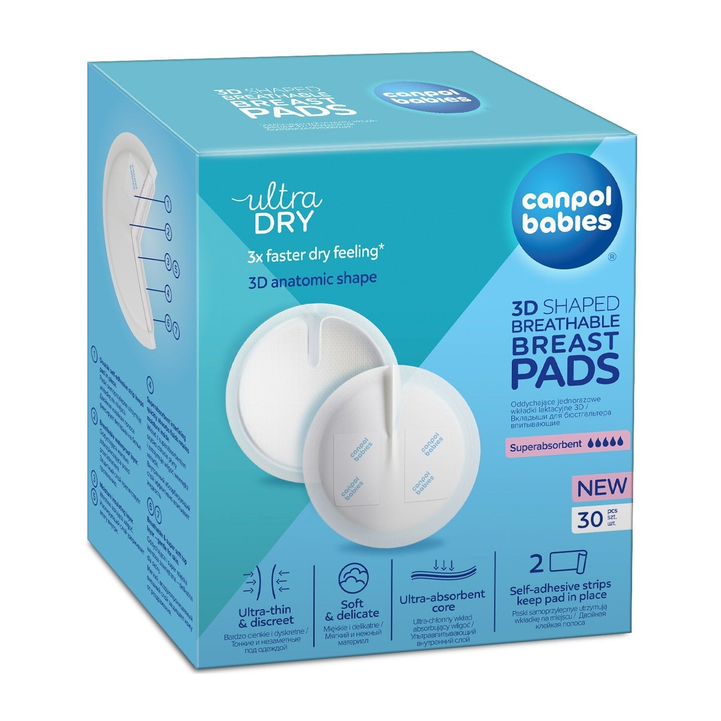 Canpol Babies Ultra Dry 3D Shaped Breathable Breast Pads - 30Pcs - Bloom Pharmacy