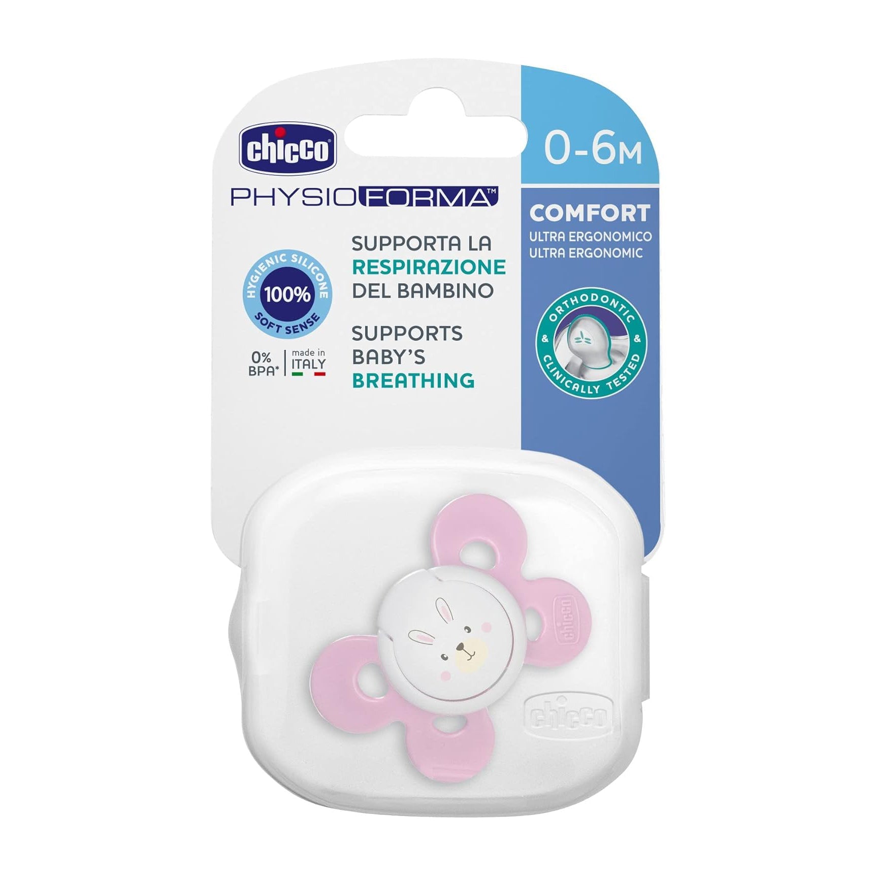 Chicco Physio Comfort Pink Pacifier 0-6m - 1pc - Bloom Pharmacy