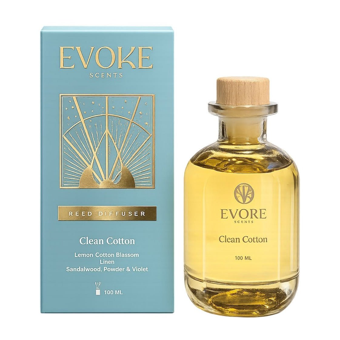 Evoke Clean Cotton Reed Diffuser - 100ml - Bloom Pharmacy