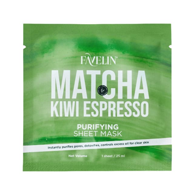 Favelin Matcha Kiwi Espresso Purifying Sheet Mask - 1 Sheet - Bloom Pharmacy