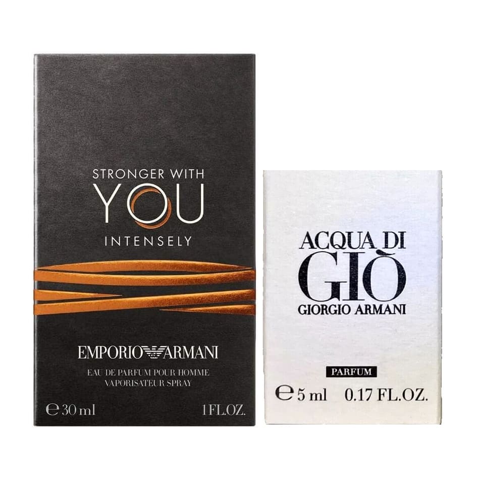 Giorgio Armani Stronger With You Intensely EDP 30ml + Acqua Di Gio Parfum 5ml For Men Gift Set - Bloom Pharmacy