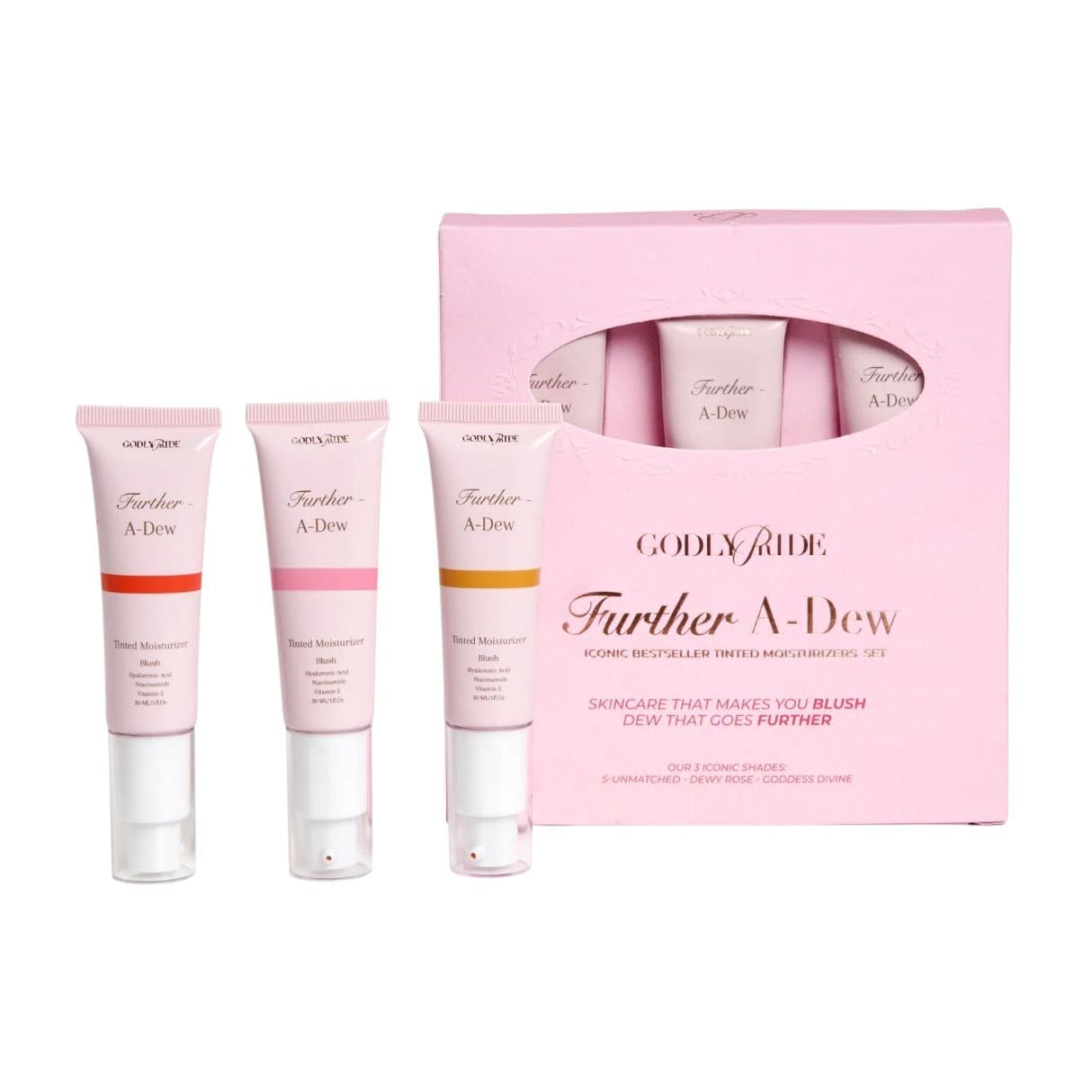 Godly Pride Further A - Dew Tinted Moisturzer Set - 3 Pcs - Bloom Pharmacy