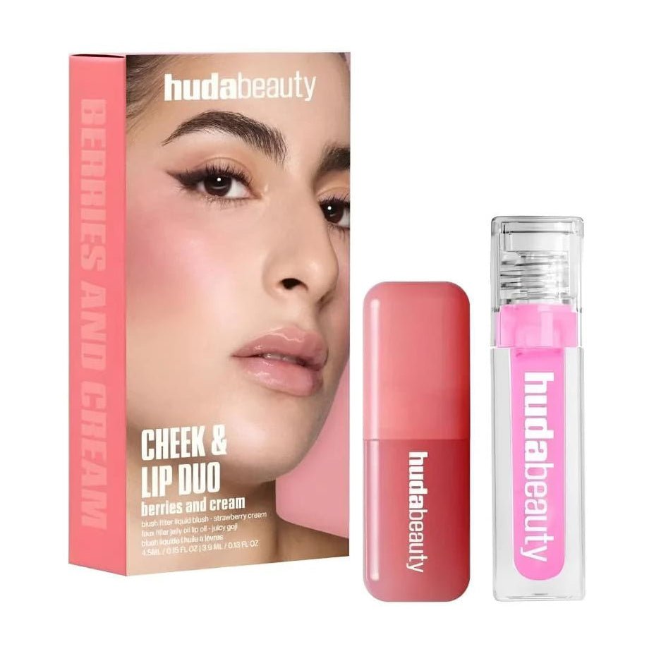 Huda Beauty Cheek & Lip Duo Berries and Cream Set - Strawberry Cream - Bloom Pharmacy