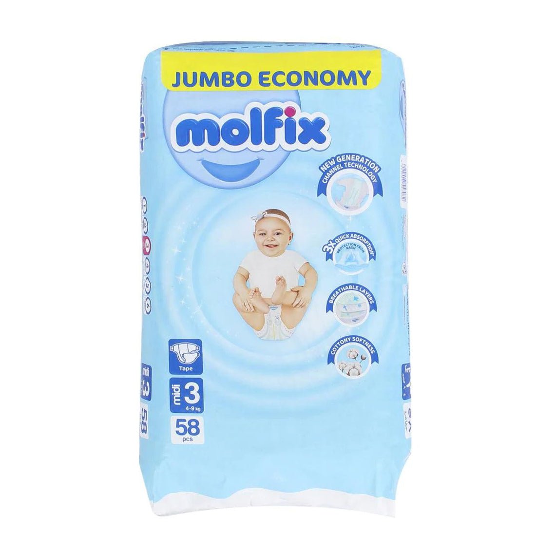 Molfix Par Code Molfix Size (3) Midi 4-9Kg - 58pcs