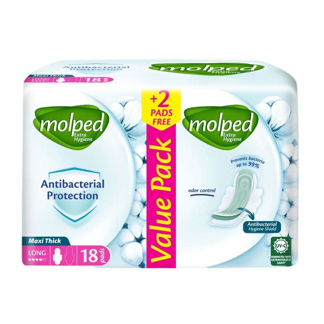 Molped Value Pack Maxi Compressed Extra Long Pads – 18 Pads - Bloom Pharmacy