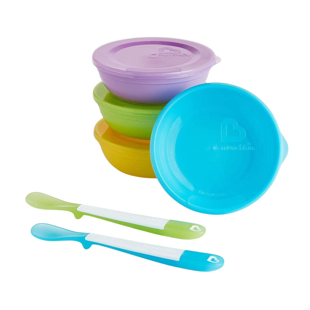 Munchkin Love-a-Bowls Toddler & Baby Bowls (4m+) - 4 bowls with lids & 2 Spoons - Bloom Pharmacy