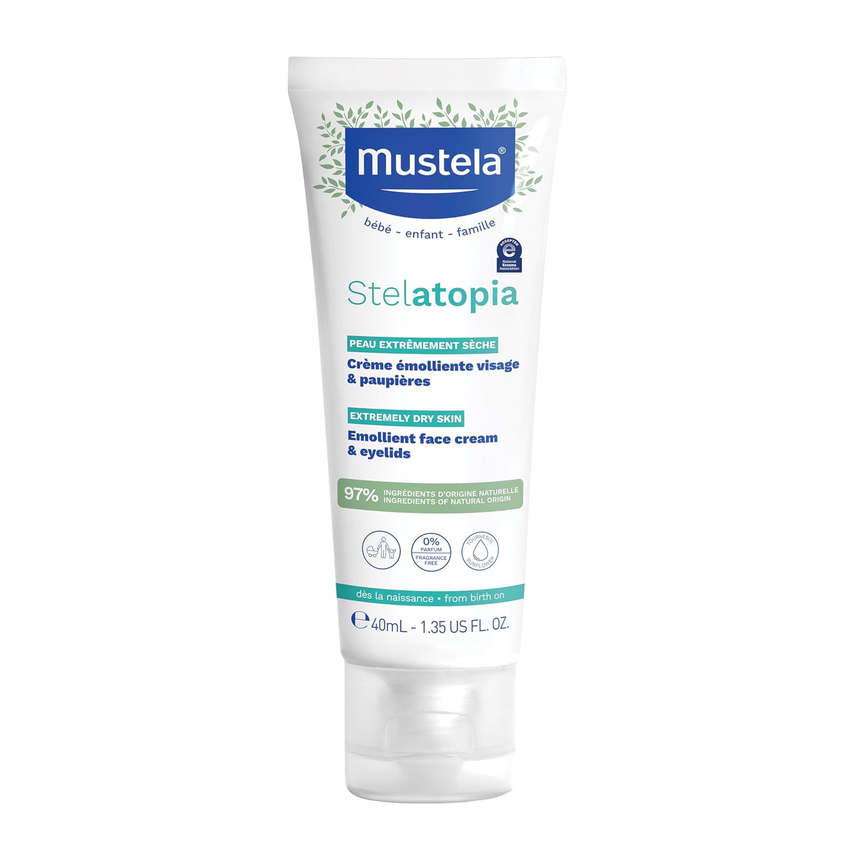 Mustela Stelatopia Emollient Face Cream - 40ml - Bloom Pharmacy