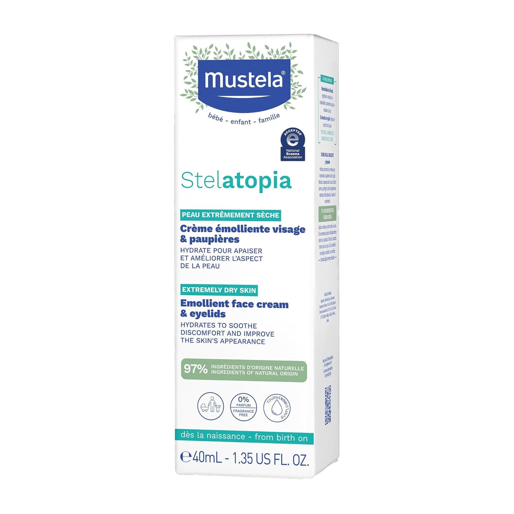 Mustela Stelatopia Emollient Face Cream - 40ml - Bloom Pharmacy