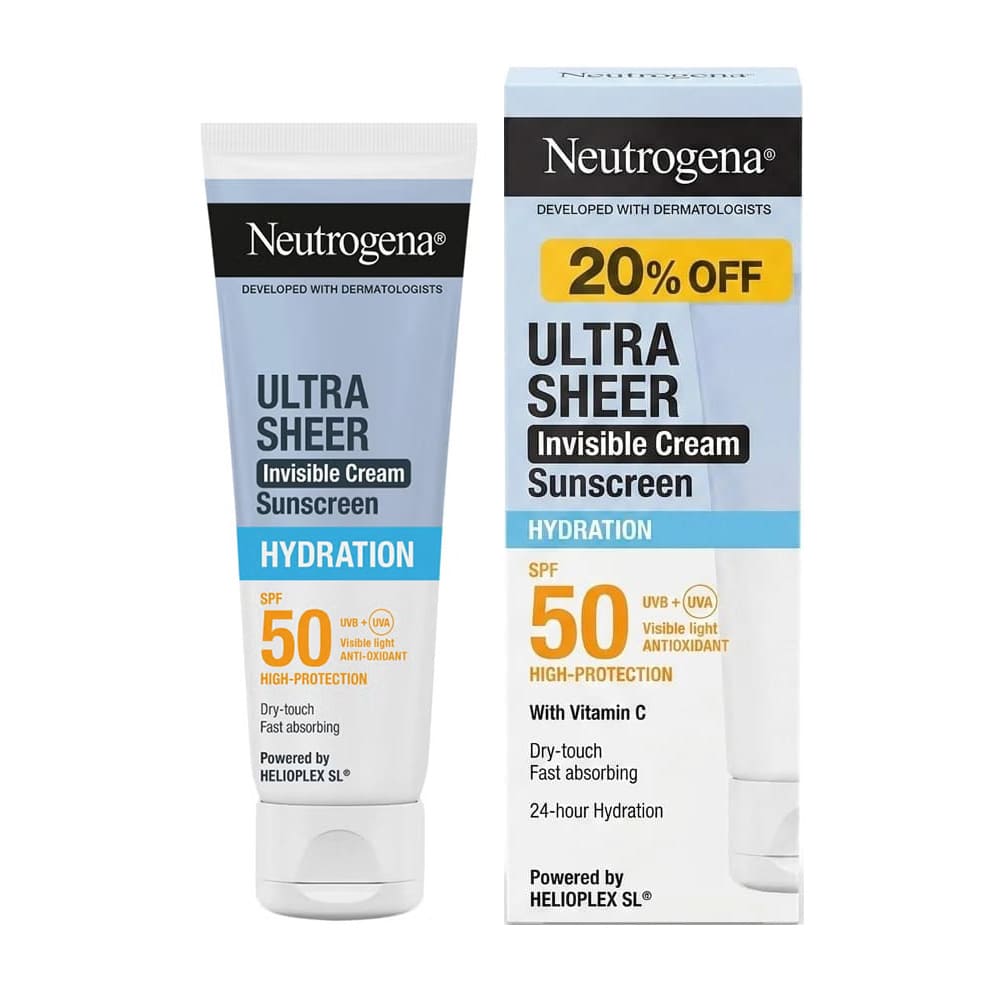 Neutrogena Ultra Sheer Invisible Hydration Cream SPF 50 Sunscreen - (20% OFF) - 50ml - Bloom Pharmacy
