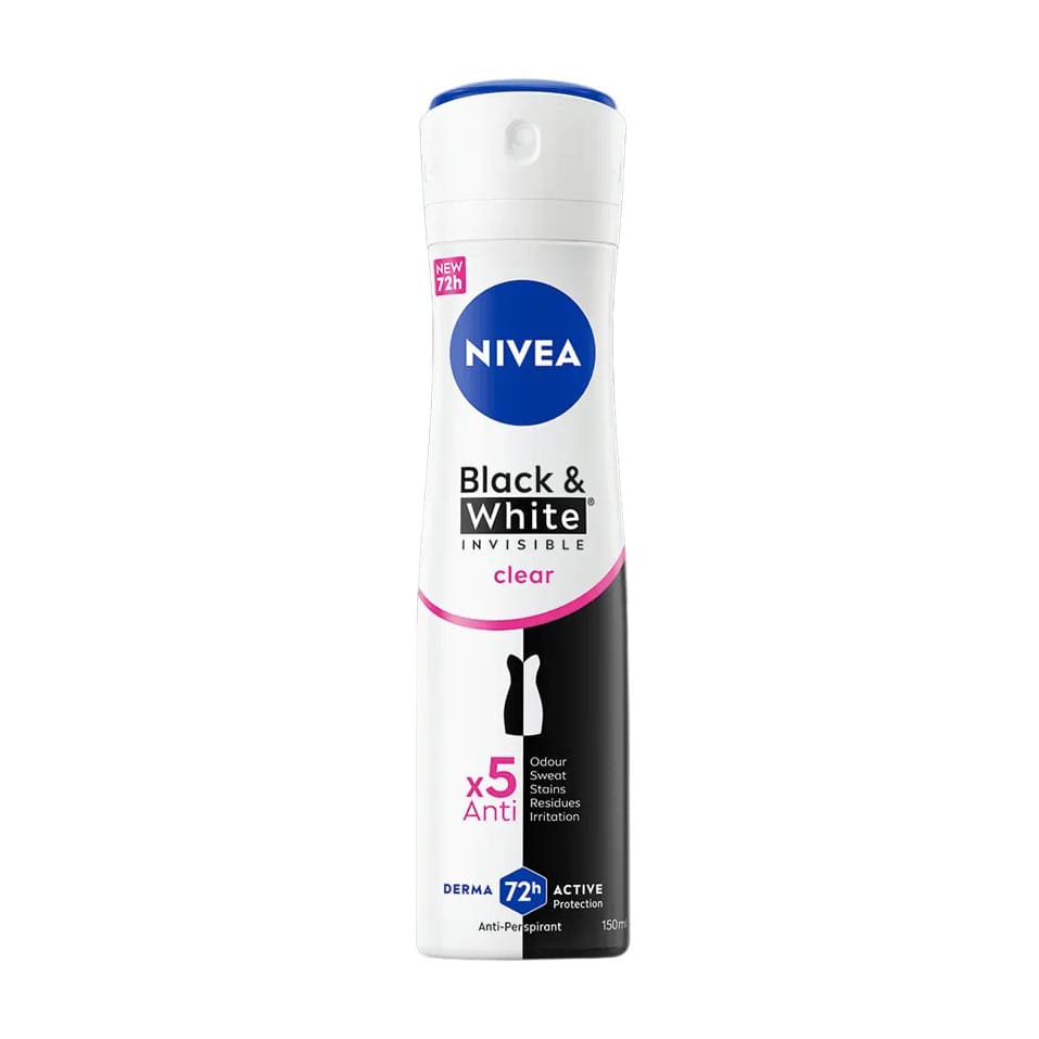 Nivea Black & White Invisible Clear 72h Antiperspirant Spray (25% Off) - 150ml - Bloom Pharmacy