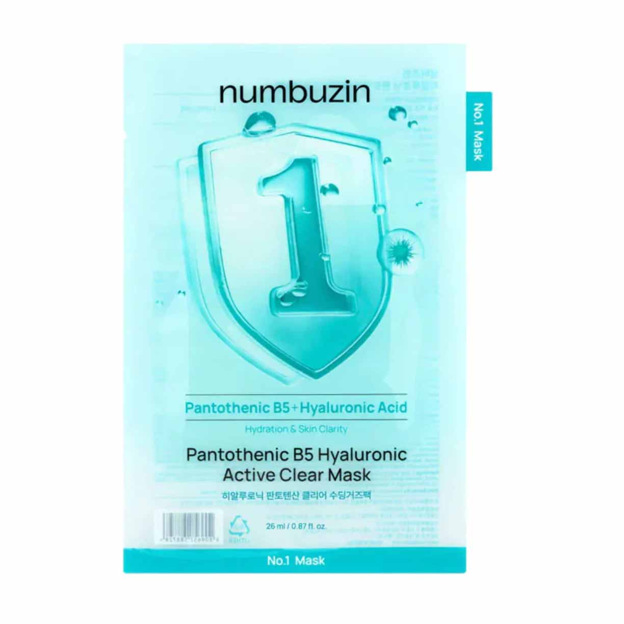 Numbuzin No.1 Pantothenic B5 Hyaluronic Active Clear Mask - 1 Sheet - Bloom Pharmacy