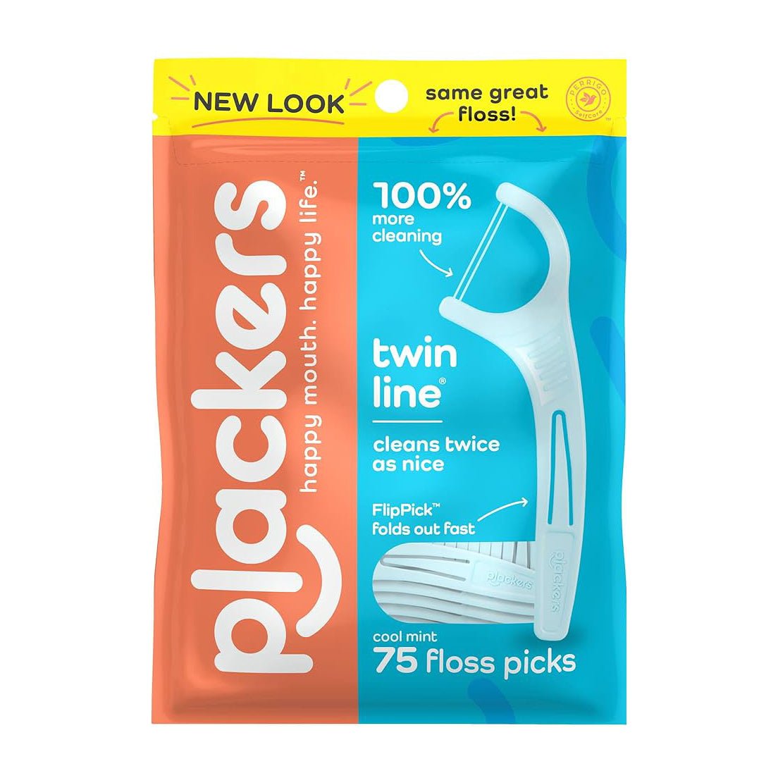 Plackers Twin Line Cool Mint Floss Picks – 75Pcs - Bloom Pharmacy