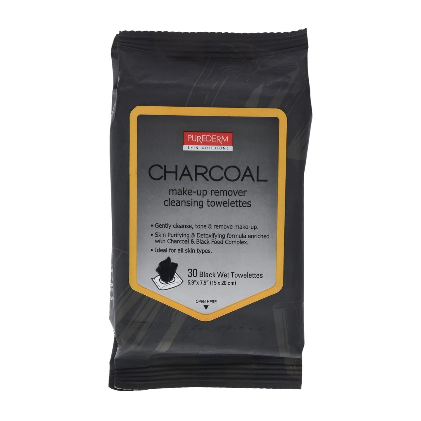 Purederm Charcoal Make Up Remover Cleansing Towelettes - 30 Towelettes - Bloom Pharmacy