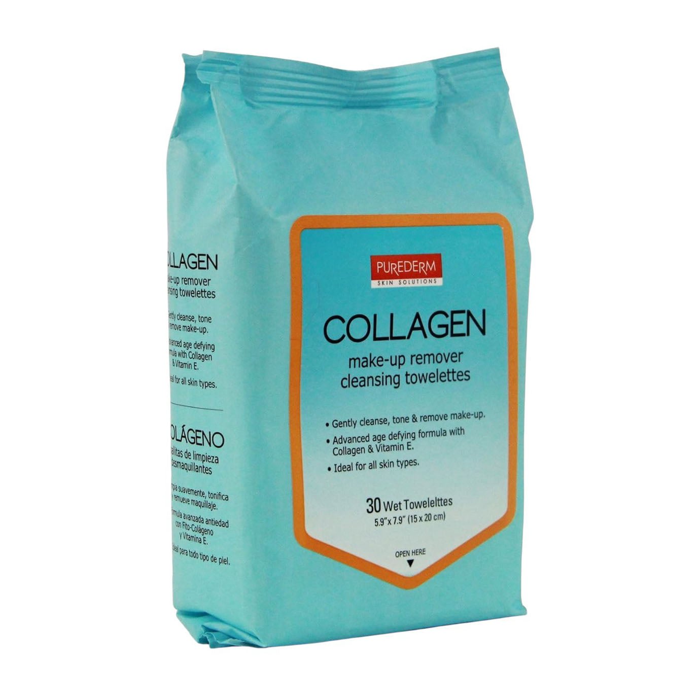 Purederm Collagen Make Up Remover Cleansing Towelettes - 30 Towelettes - Bloom Pharmacy