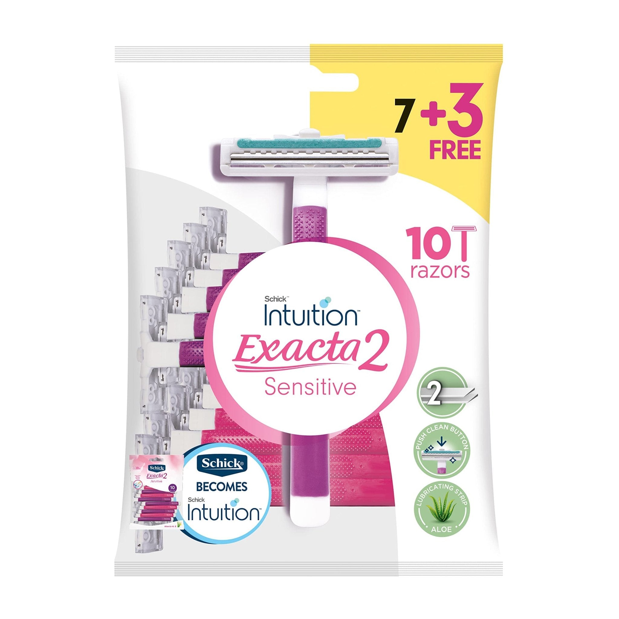 Schick Intuition Exacta 2 Sensitive Women Razors – 10 Razors - Bloom Pharmacy
