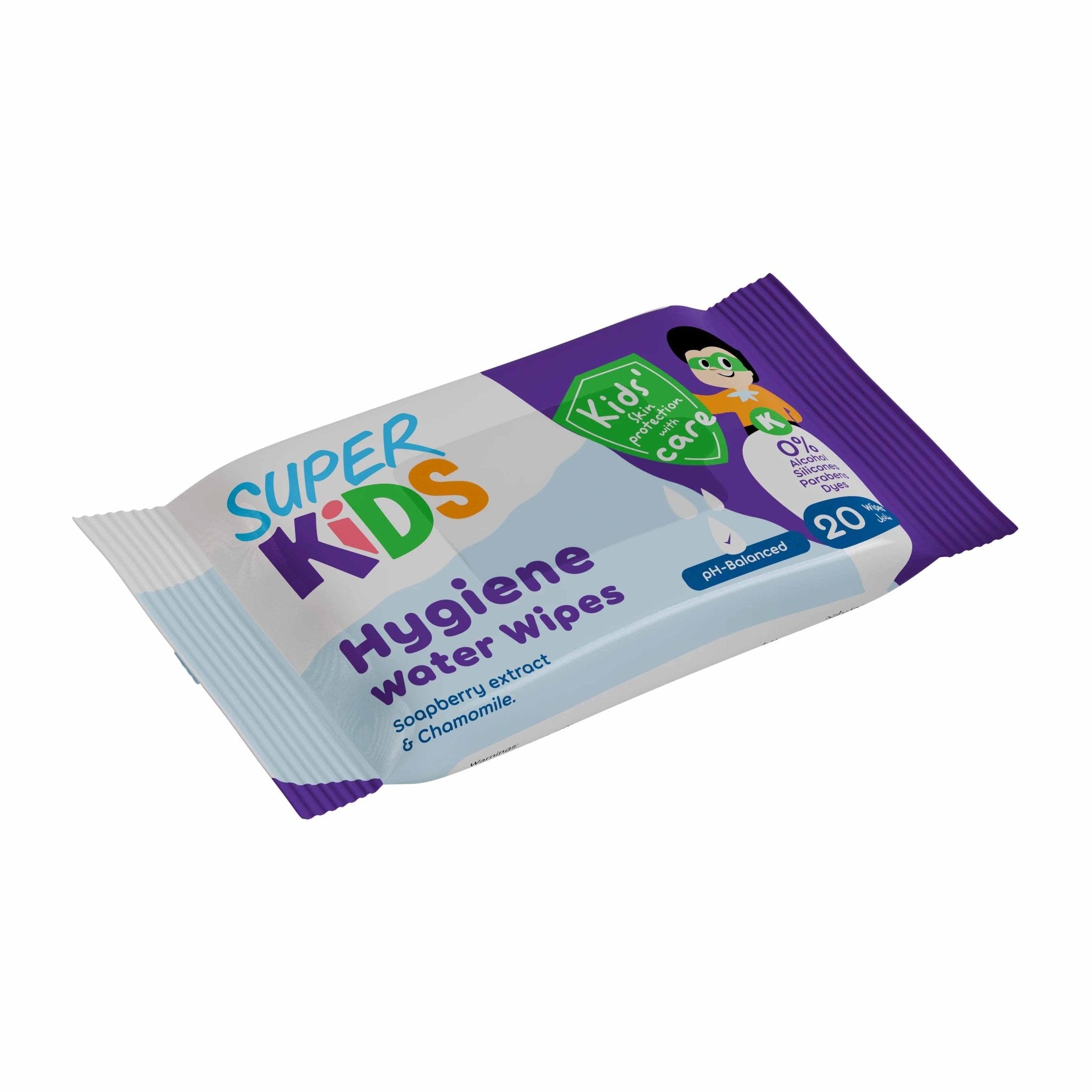Super Kids Hygiene Water Wipes - 20 Wipes - Bloom Pharmacy