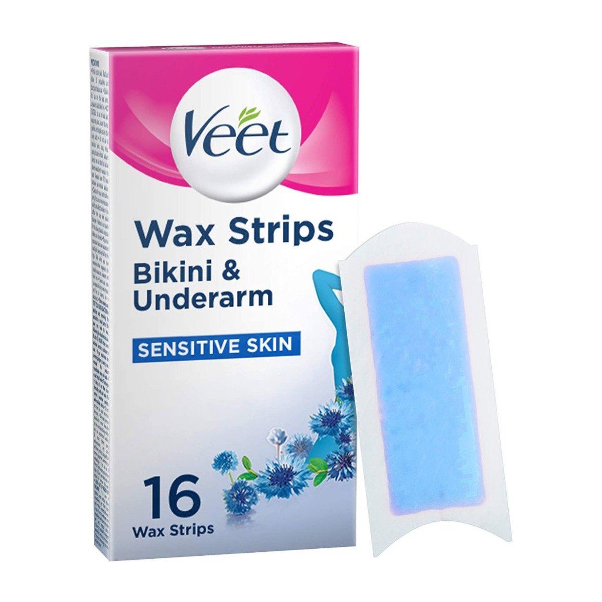 Veet Bikini & Underarm Wax Strips for Sensitive Skin - 16 Strips - Bloom Pharmacy