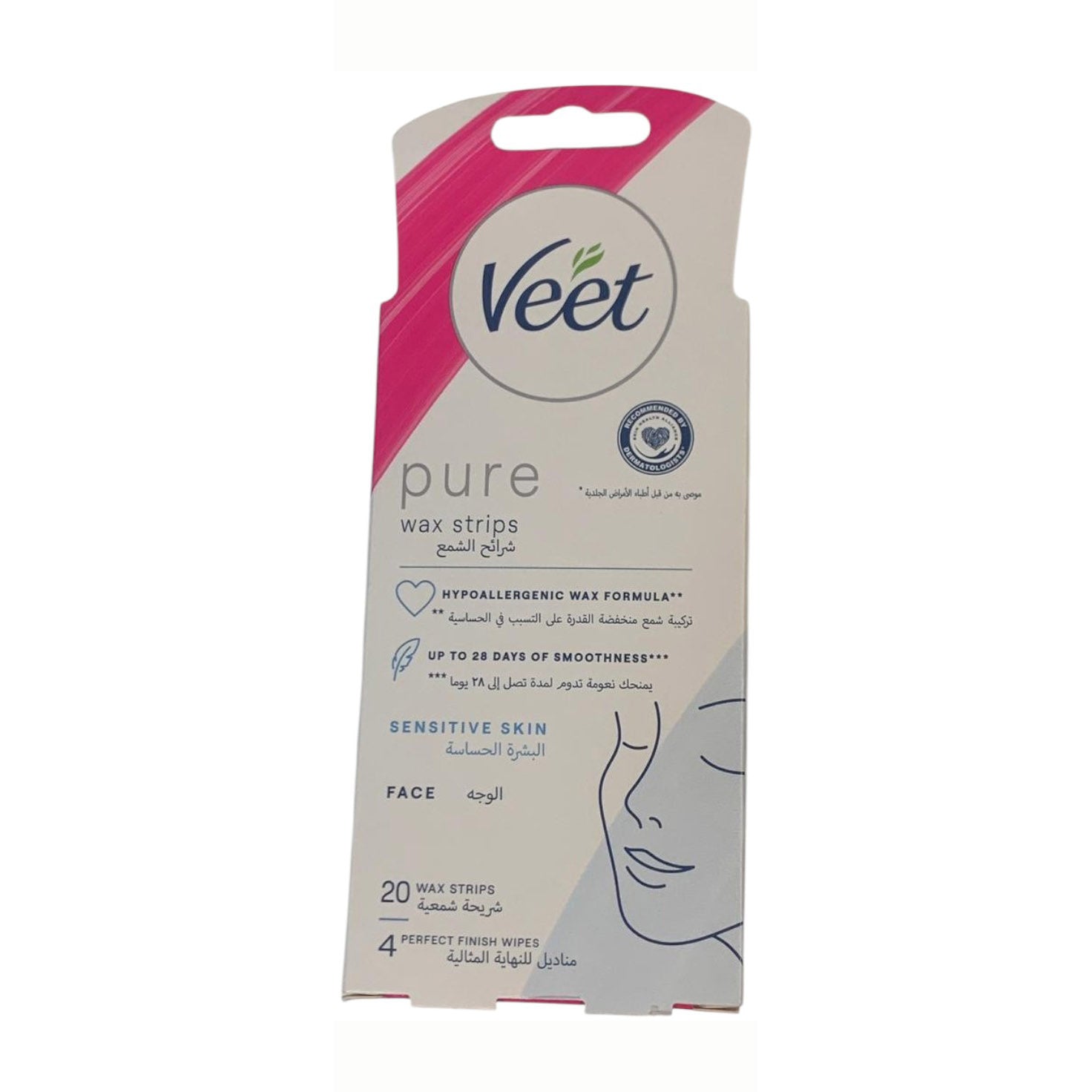 Veet Face Wax Strips for Sensitive Skin - 20 Strips - Bloom Pharmacy