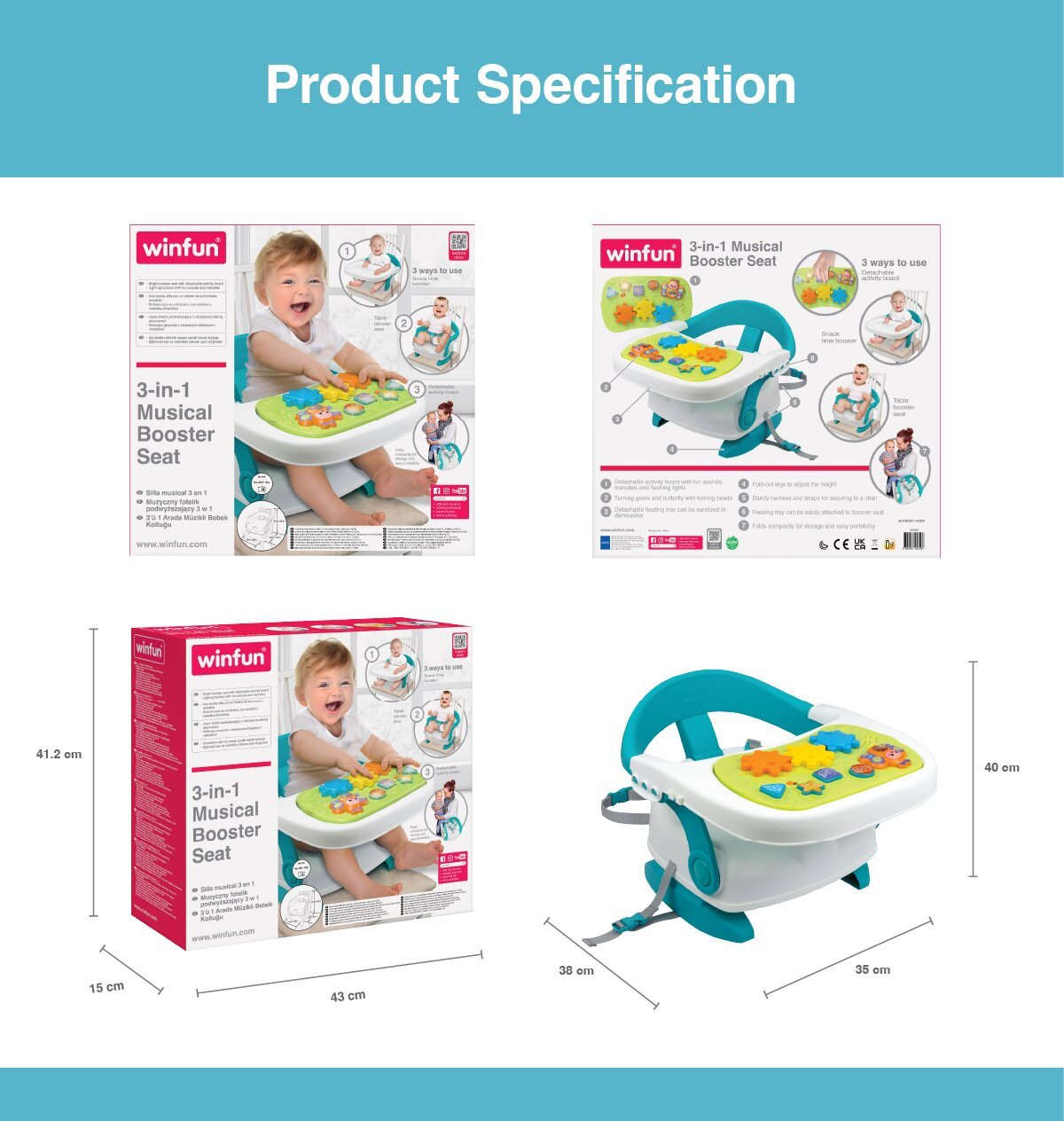 Winfun 3-in-1 Musical Booster Seat - Bloom Pharmacy