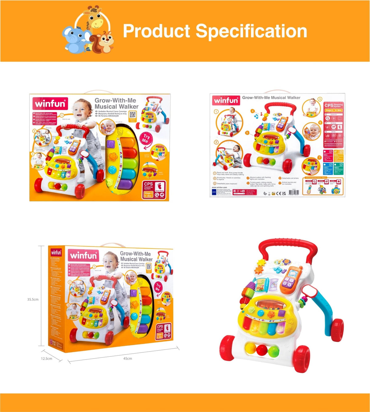 Winfun Grow With Me Musical Walker (6-36m) - Bloom Pharmacy