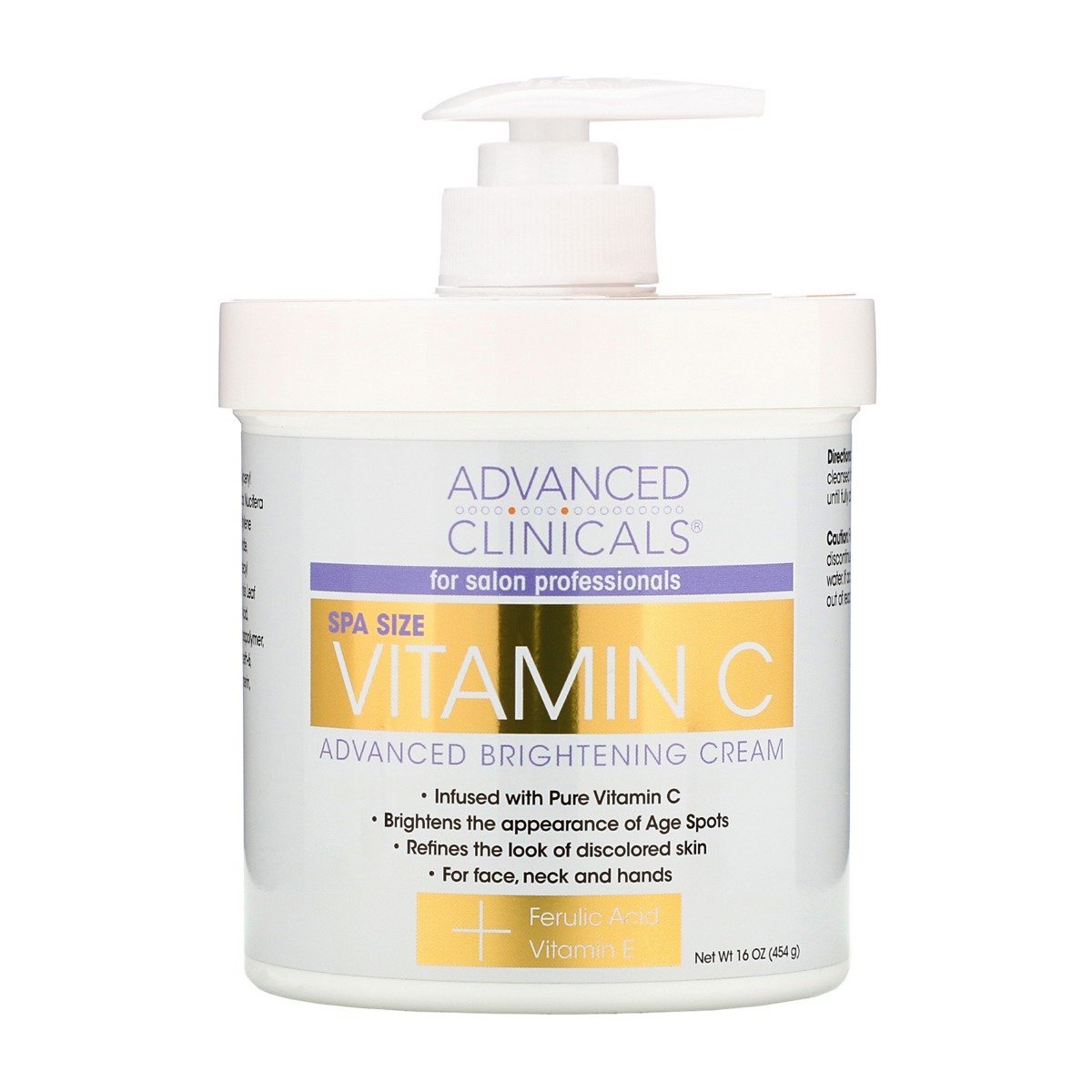 Advanced Clinicals Vitamin C Advanced Brightening Hand & Body Cream - 454gm - Bloom Pharmacy