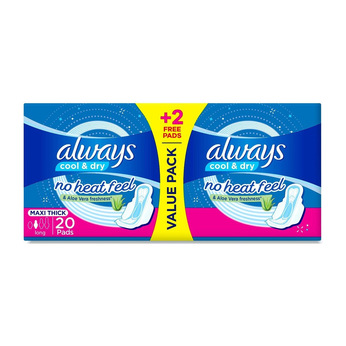 Always Cool & Dry No Heat Feel Maxi Thick Long Pads – 20 Count - Bloom Pharmacy