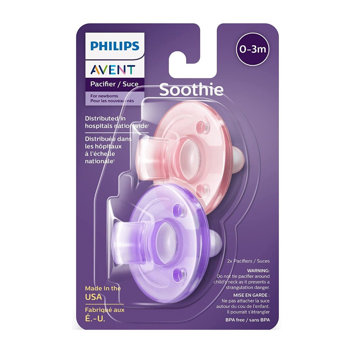Avent Soothie Pacifier 0-3m 2pcs - Pink & Purple - Bloom Pharmacy