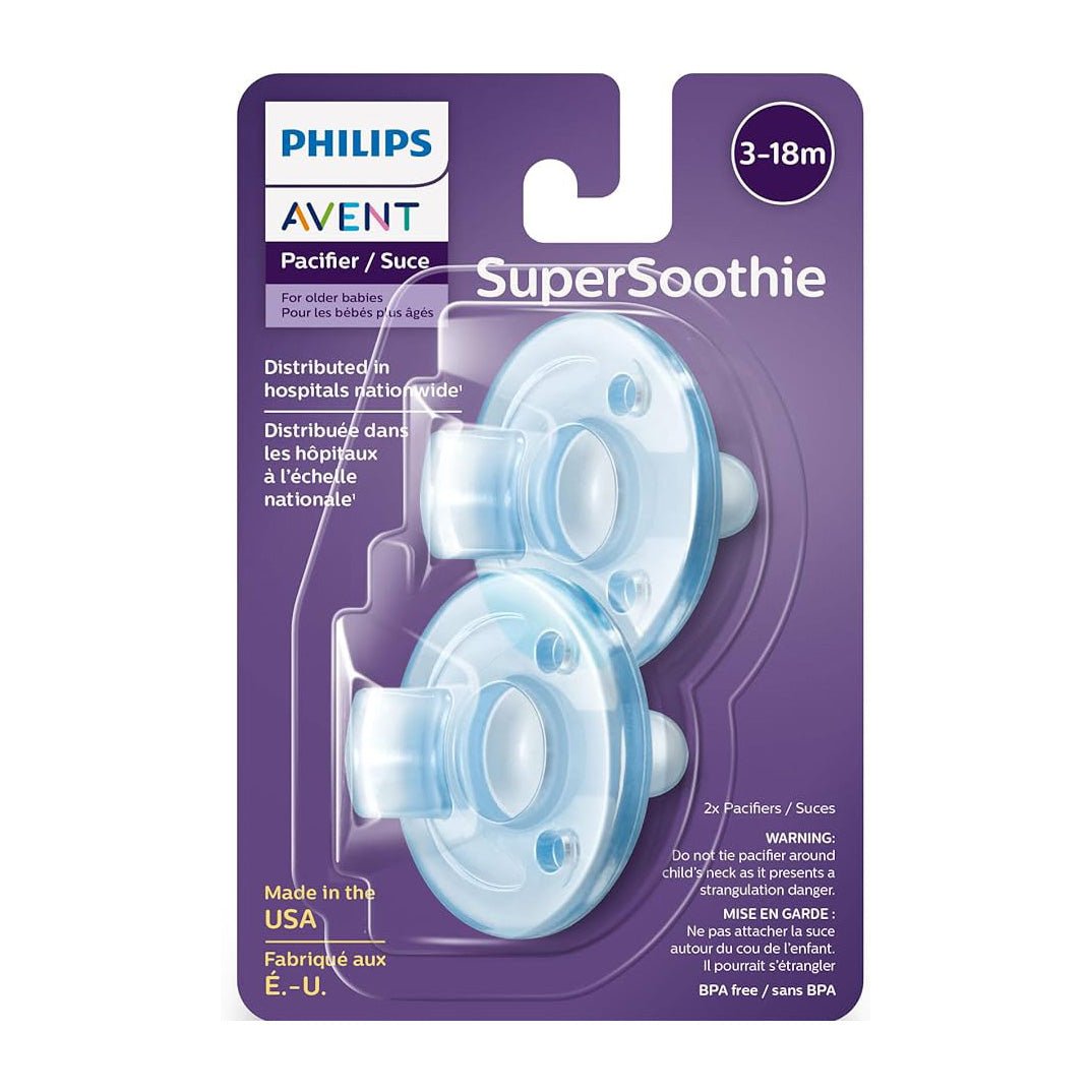 Avent Super Soothie Pacifier 3-18m 2pcs - Light Blue - Bloom Pharmacy