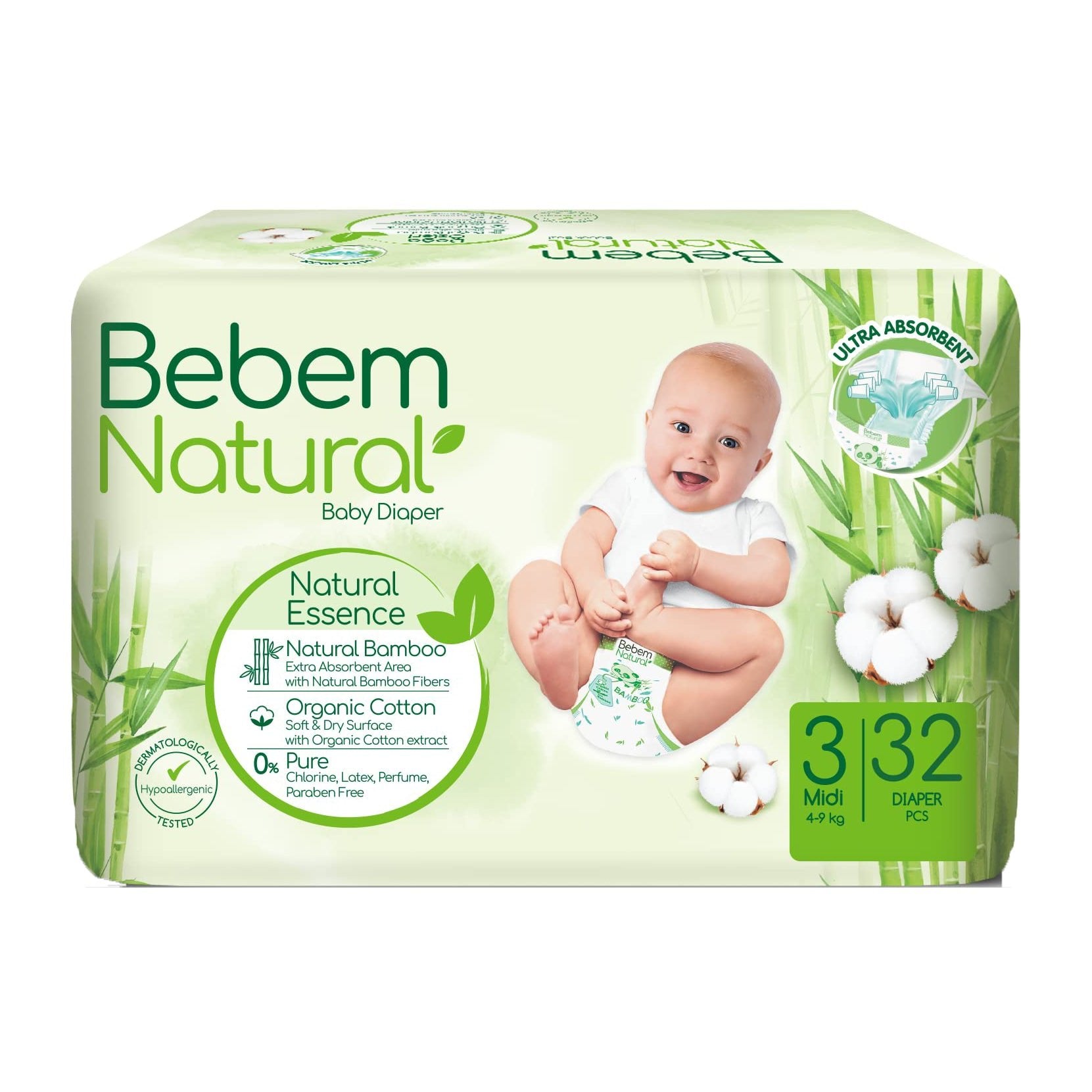 Bebem Natural Baby Diaper Size 3 Midi (4-9kg) - 32 Diaper - Bloom Pharmacy