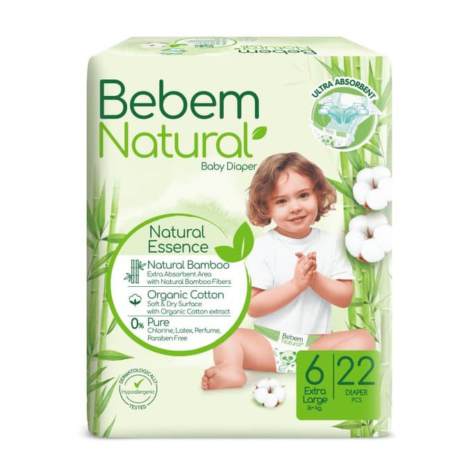 Bebem Natural Extra Large 6 (16+kg) - 22pcs - Bloom Pharmacy