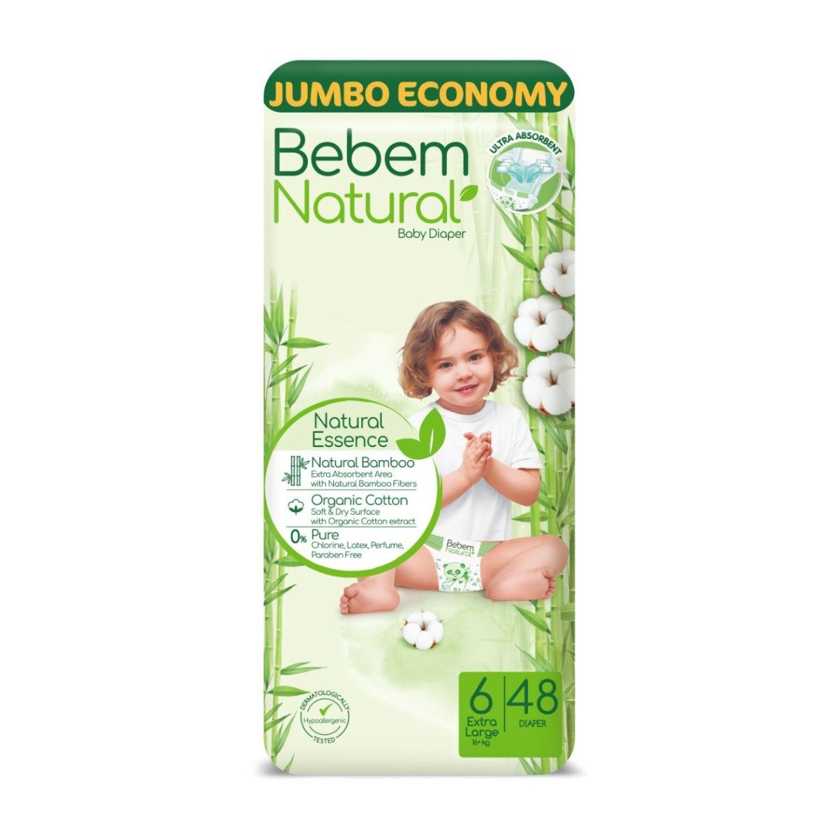 Bebem Natural Size 6 Extra Large (16+ Kg) - 48 Diapers - Bloom Pharmacy