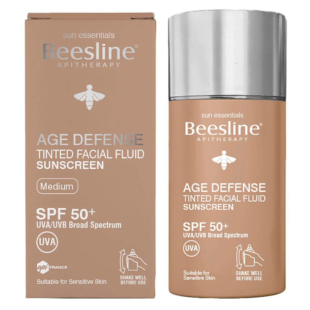 Beesline Age Defense Tinted Facial Medium Fluid Medium Sunscreen SPF 50 - 40ml - Bloom Pharmacy