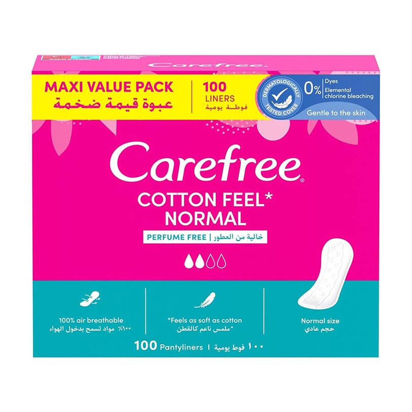 Carefree Cotton Feel Normal Perfume Free - 100 Pantyliners - Bloom Pharmacy