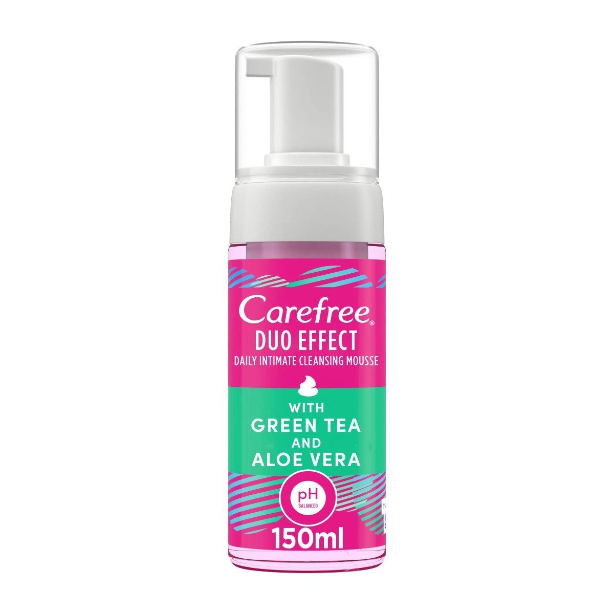 Carefree Duo Effect Daily Intimate Cleansing Mousse With Green Tea & Aloe Vera - 150ml - Bloom Pharmacy