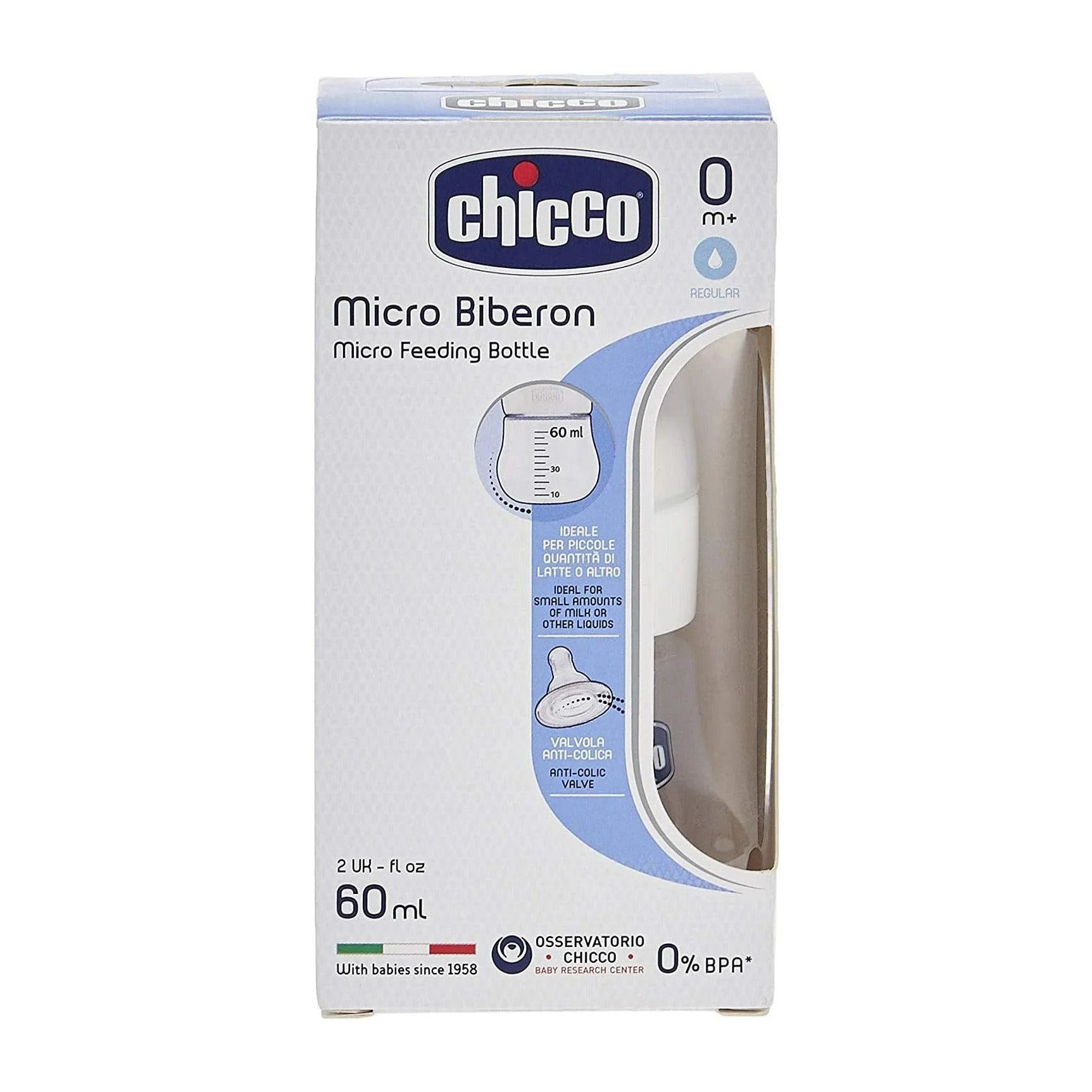 Chicco Micro Feeding Bottle 0m+ - 60ml - Bloom Pharmacy